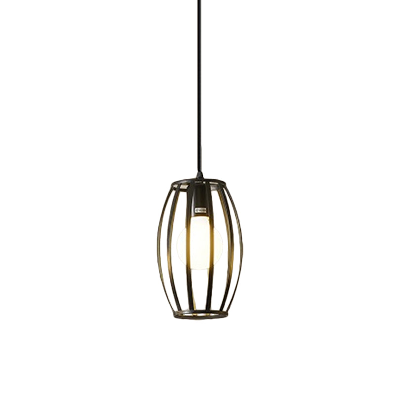 Industrial Black Iron Hanging Pendant Light With Multiple Shape Options / Cylinder