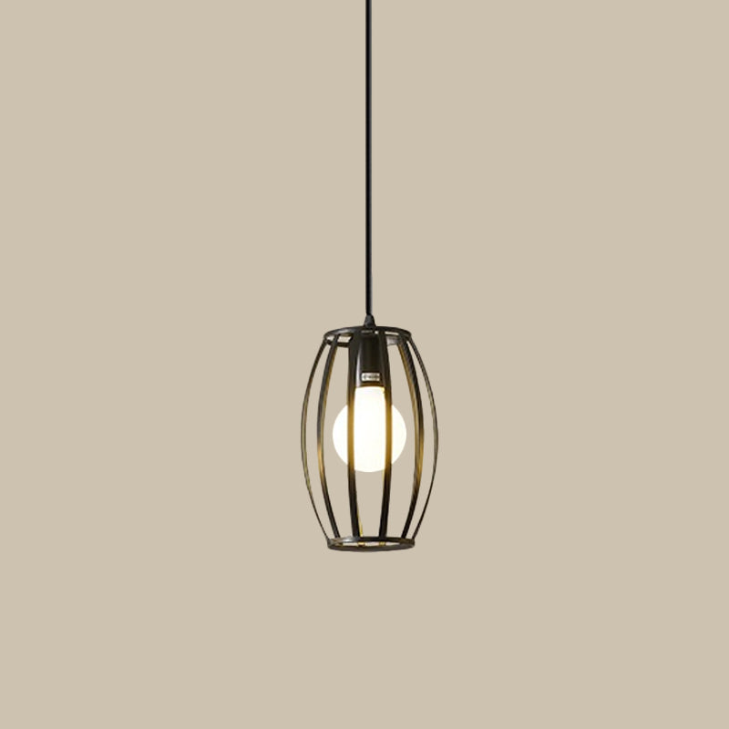 Iron Hanging Pendant Light with Black Industrial Design - Perfect for Dining Rooms or Suspended Over Tables