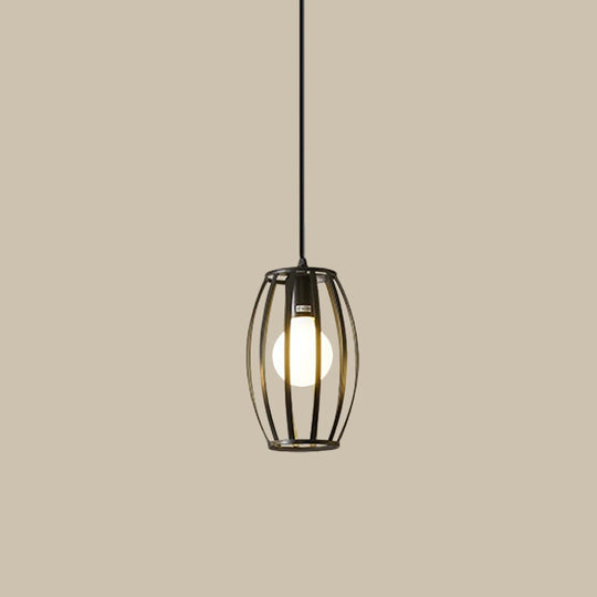 Industrial Black Iron Hanging Pendant Light With Multiple Shape Options