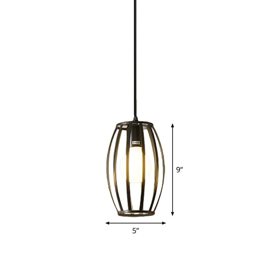 Iron Hanging Pendant Light with Black Industrial Design - Perfect for Dining Rooms or Suspended Over Tables