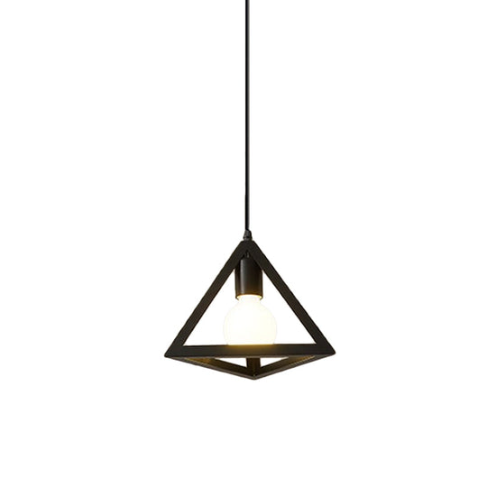 Industrial Black Iron Hanging Pendant Light With Multiple Shape Options / Triangle