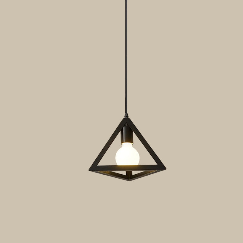 Iron Hanging Pendant Light with Black Industrial Design - Perfect for Dining Rooms or Suspended Over Tables