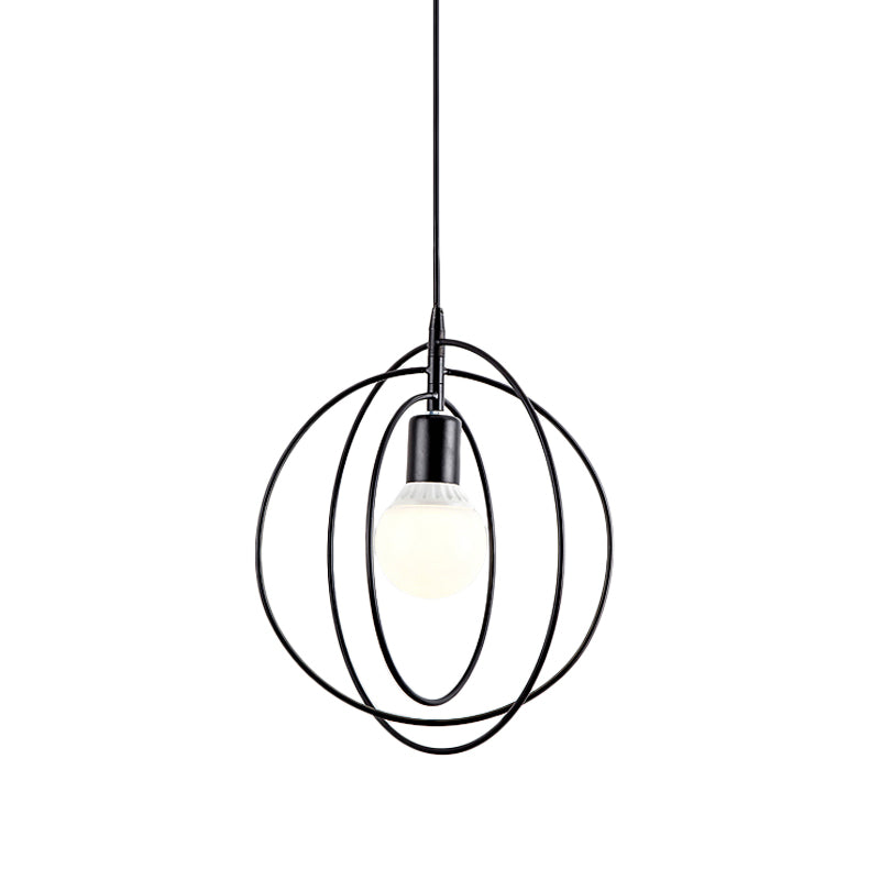 Metal Hanging Lamp: Round/Star Loft Style Ceiling Pendant Light in Black