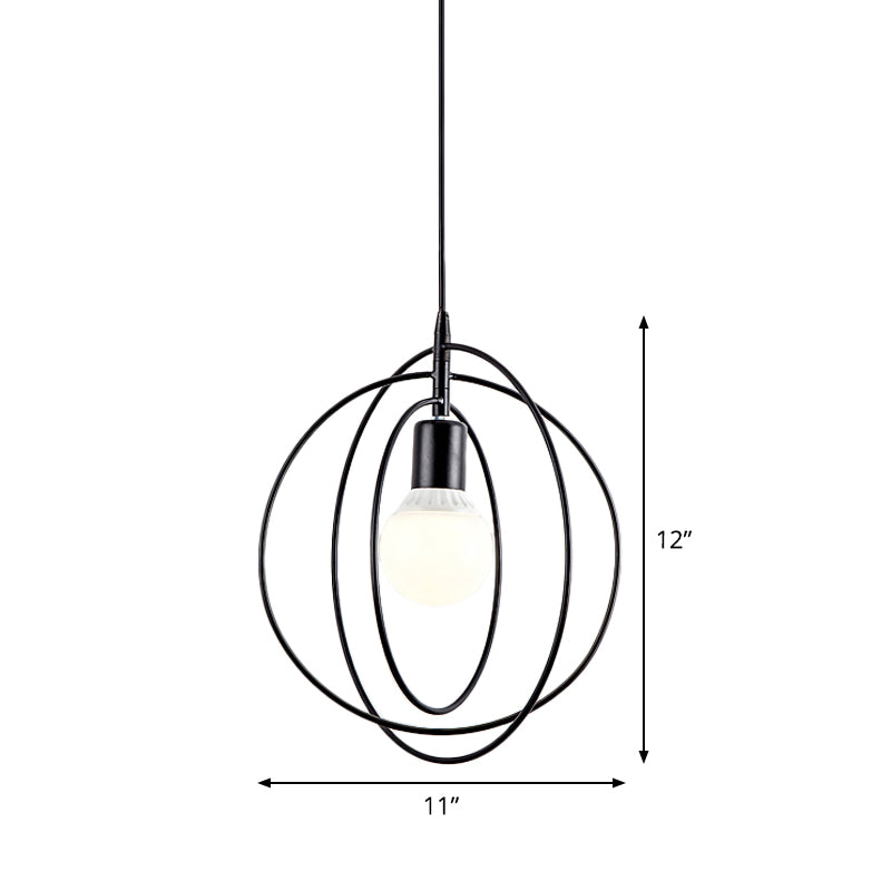 Metal Hanging Lamp: Round/Star Loft Style Ceiling Pendant Light in Black