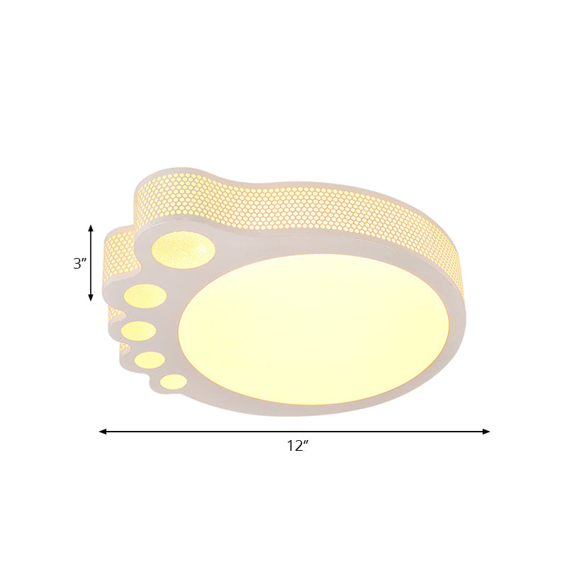 Plafonnier dessin animé pour enfants - Montage encastré en acrylique blanc - Design en forme de pied