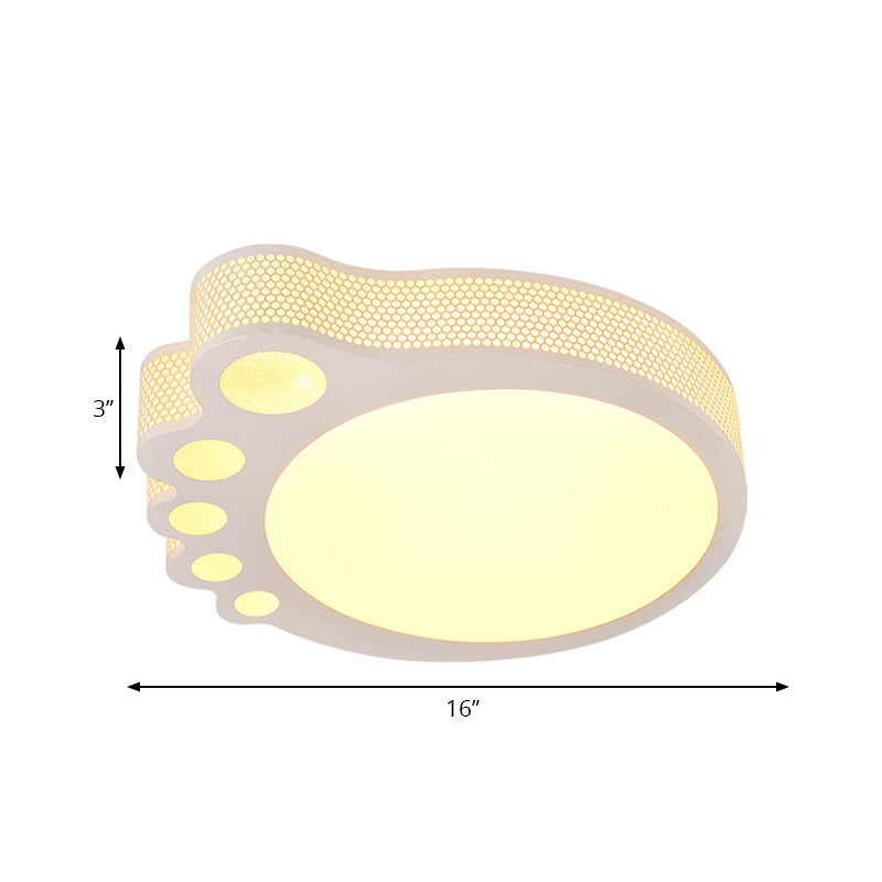 Plafonnier dessin animé pour enfants - Montage encastré en acrylique blanc - Design en forme de pied