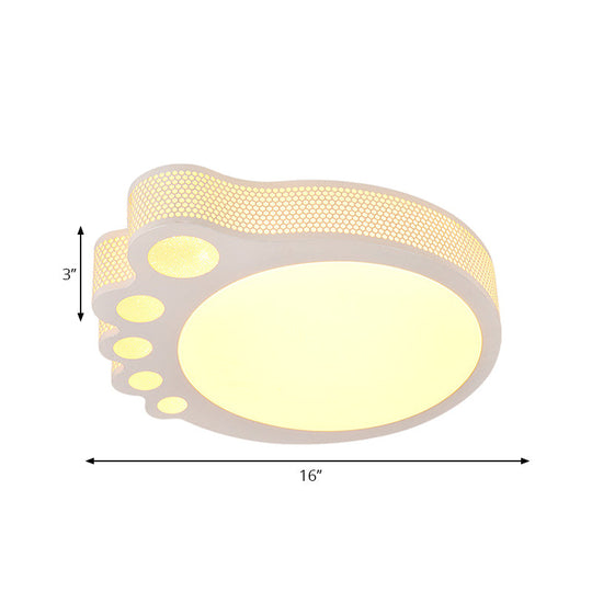 Plafonnier dessin animé pour enfants - Montage encastré en acrylique blanc - Design en forme de pied