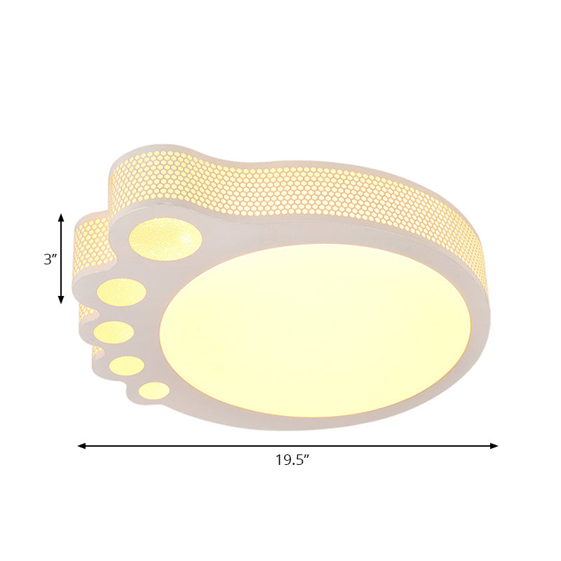 Plafonnier dessin animé pour enfants - Montage encastré en acrylique blanc - Design en forme de pied