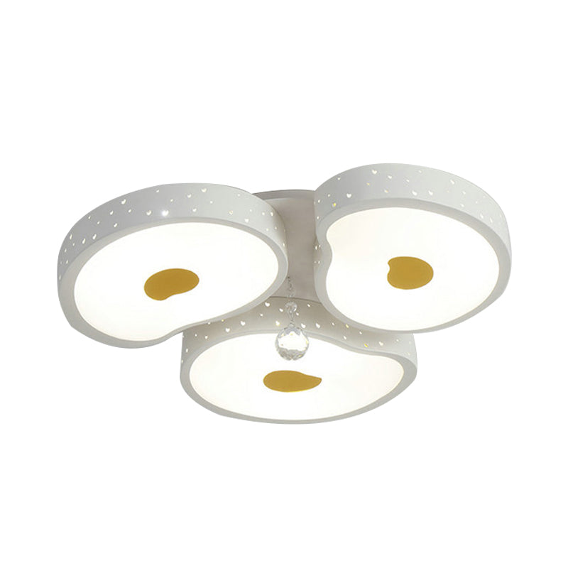 Acrylic Petal Ceiling Mount Light With Crystal Ball Kids Led Lamp In White For Living Room