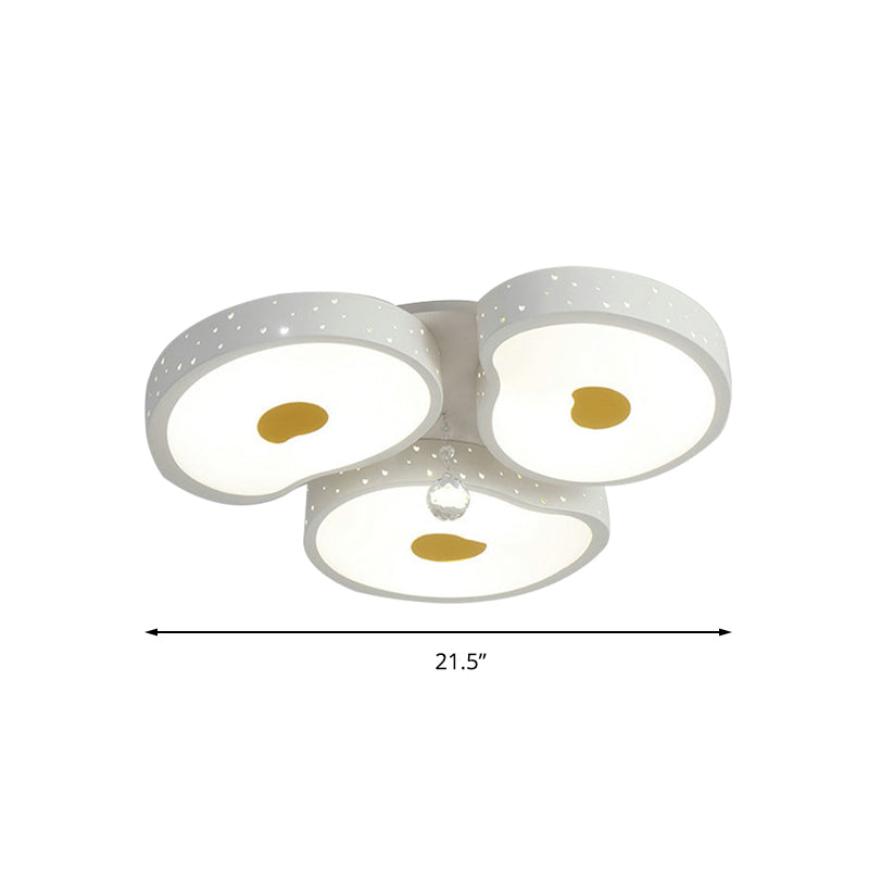 Acrylic Petal Ceiling Mount Light With Crystal Ball Kids Led Lamp In White For Living Room