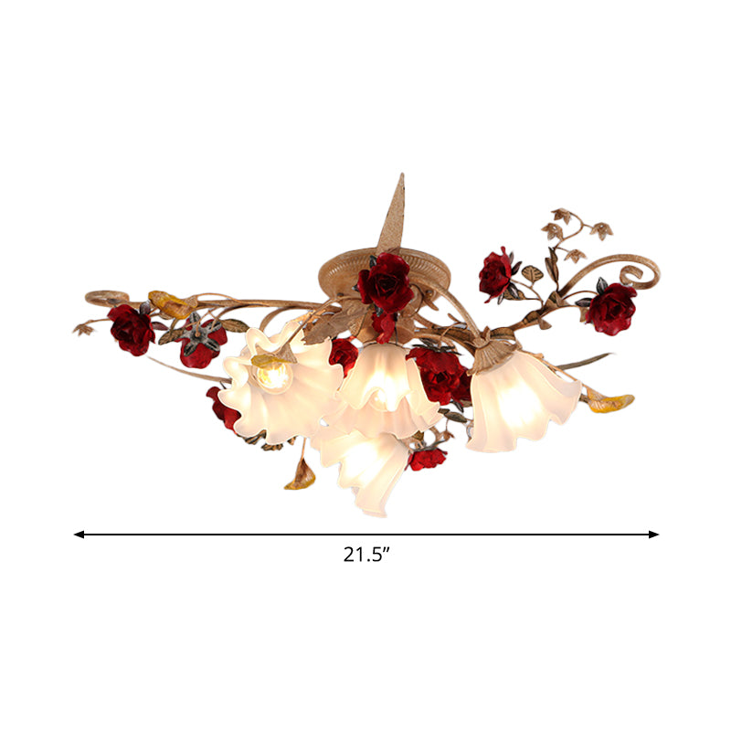 American Garden 4/7/9-Bulb Flower Semi Flush Light with Frosted Glass