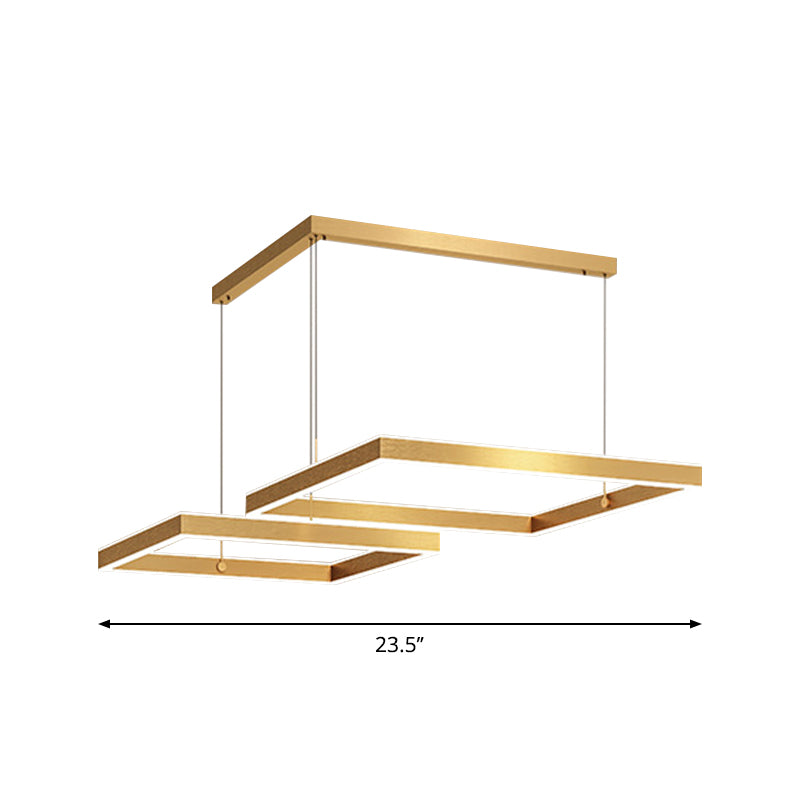 Modern Square/Rectangle Led Pendant Light Chandelier - 2/3 Tiers Acrylic Finish Gold Ideal For