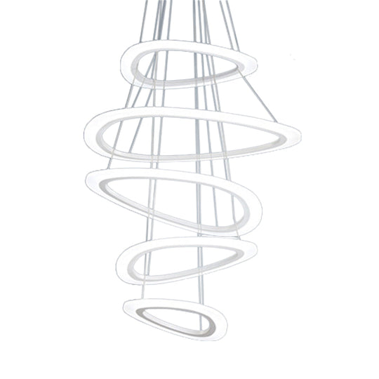 Modern White Teardrop Chandelier with LED Acrylic Lighting - 4/5 Tiers, Warm/White Light