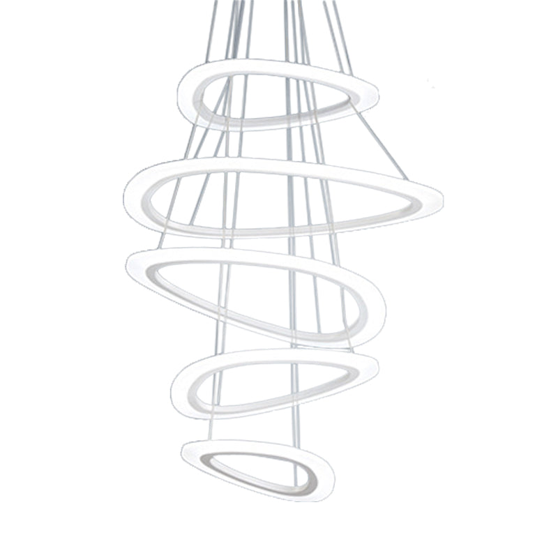 White Teardrop Led Chandelier - Modern Simplicity With 4/5 Tiers Acrylic Hanging Ceiling Lamp In