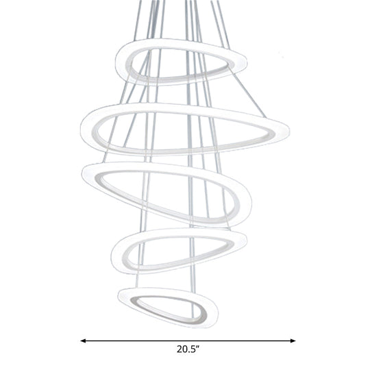 Modern White Teardrop Chandelier with LED Acrylic Lighting - 4/5 Tiers, Warm/White Light