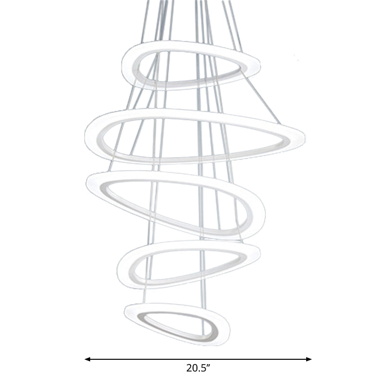 White Teardrop Led Chandelier - Modern Simplicity With 4/5 Tiers Acrylic Hanging Ceiling Lamp In