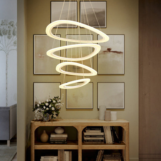 White Teardrop Led Chandelier - Modern Simplicity With 4/5 Tiers Acrylic Hanging Ceiling Lamp In