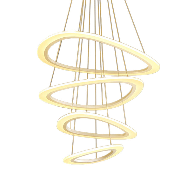 Modern White Teardrop Chandelier with LED Acrylic Lighting - 4/5 Tiers, Warm/White Light