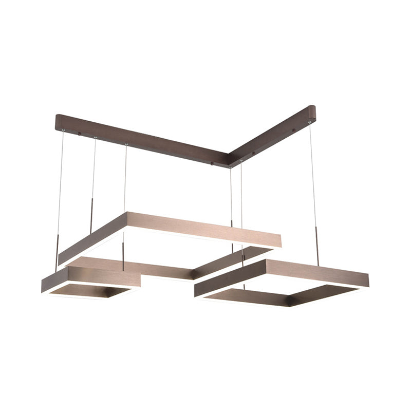 Contemporary Brown Aluminum Chandelier with LED Suspension Light – Available in Small/Large Sizes, Warm/White Lighting