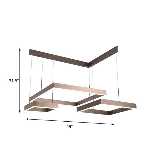 Contemporary Brown Aluminum Suspension Light: Led Hanging Chandelier In Warm/White Light Small/Large