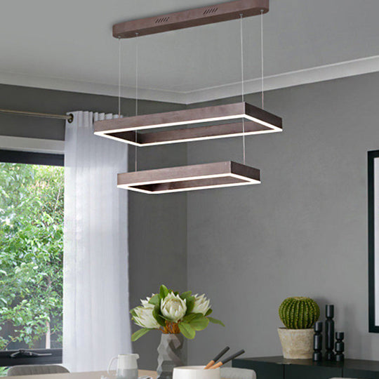 Contemporary Led Chandelier - Coffee 2/4/5 Tiered Rectangular Pendant Light With Acrylic Shade