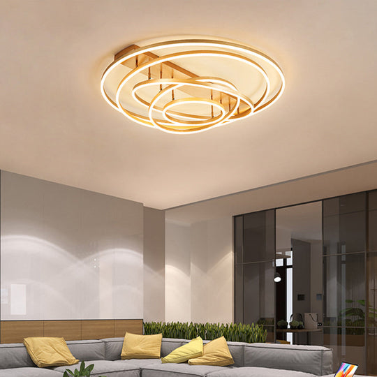 4/5-Tier Tapered Rotating Ceiling Lamp - Modern Metallic Gold Hoop Led Semi Flush Mount In