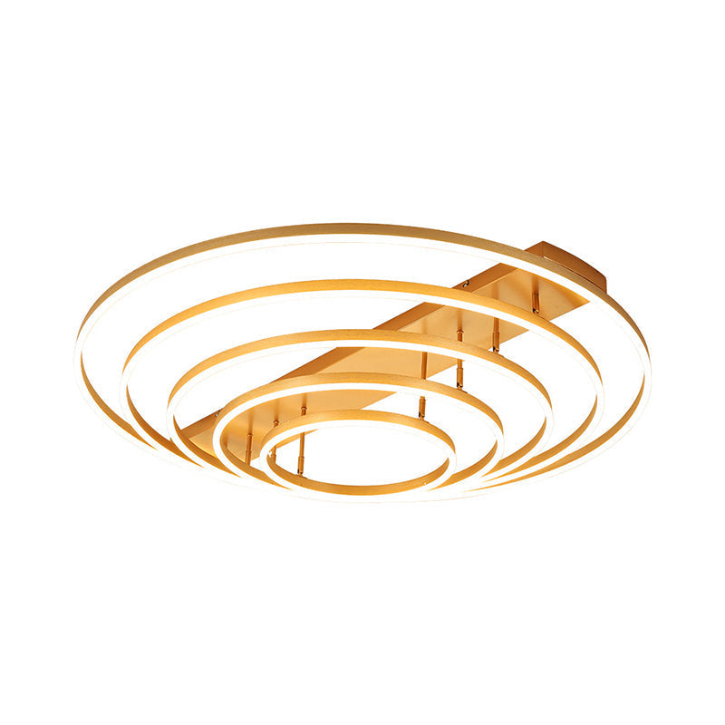 4/5-Tier Tapered Rotating Ceiling Lamp - Modern Metallic Gold Hoop Led Semi Flush Mount In