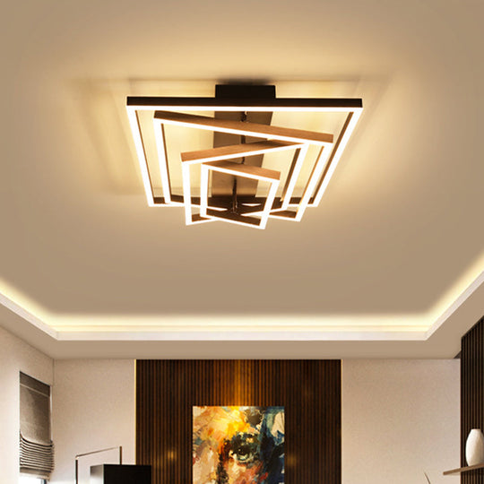 Contemporary Acrylic Led Pyramid Ceiling Light - Coffee Semi Flush Mount Warm/White 3/4/5 Layers