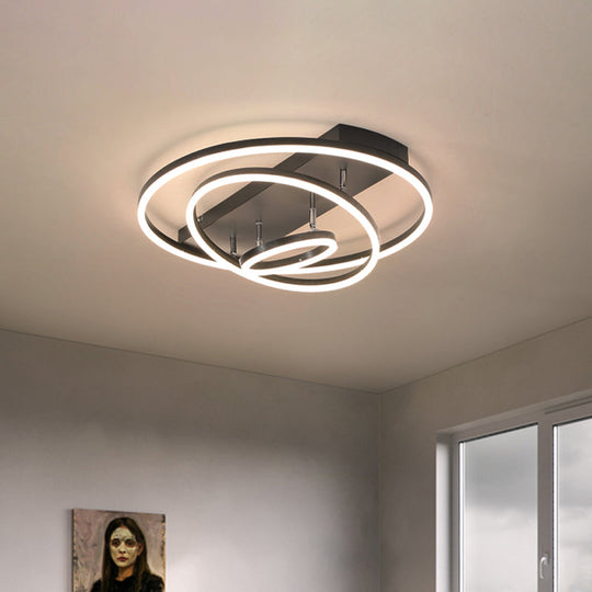 Contemporary Rotatable Led Ceiling Lamp In Black/Gold For Modern Bedrooms