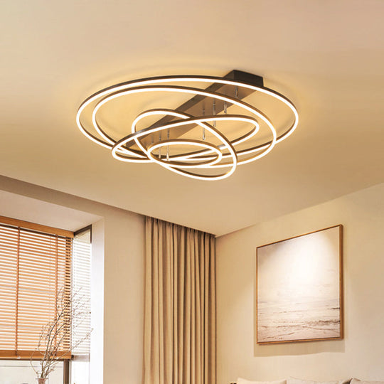 Contemporary Rotatable Led Ceiling Lamp In Black/Gold For Modern Bedrooms Black / 5 Tiers & Above