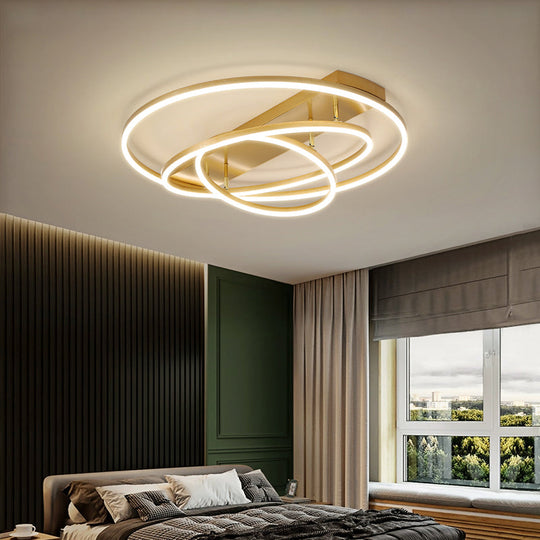 Contemporary Rotatable Led Ceiling Lamp In Black/Gold For Modern Bedrooms