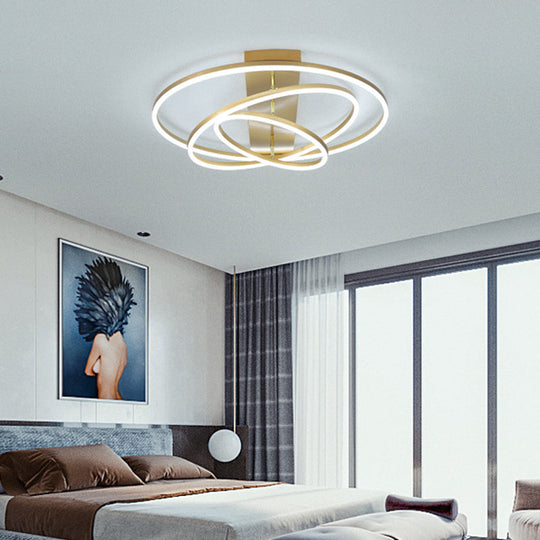 Contemporary Rotatable Led Ceiling Lamp In Black/Gold For Modern Bedrooms