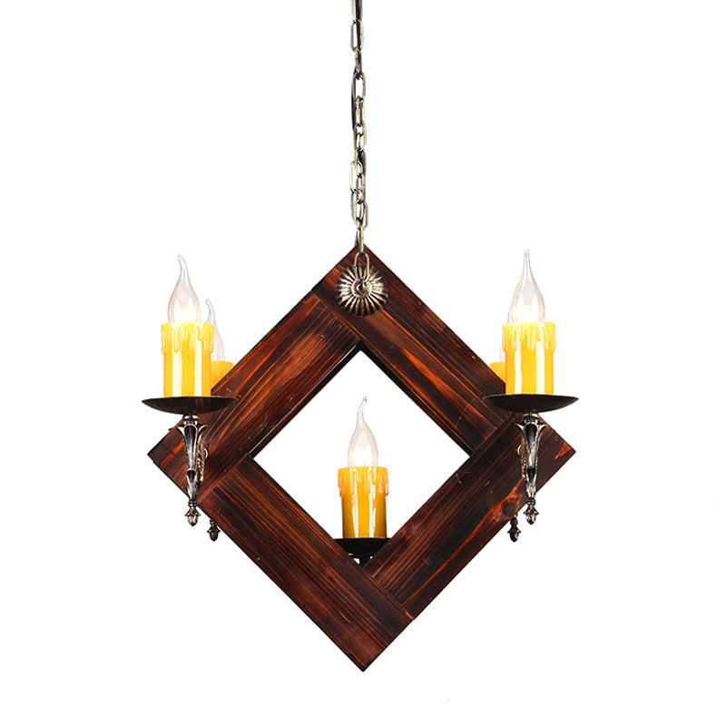 Industrial Wood Candelabra Chandelier - Brown 5/7-Light Hanging Ceiling Light Fixture