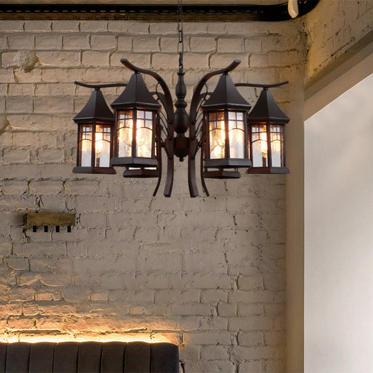 Industrial Black Ceiling Light With Clear Glass Lantern Chandelier (3/5/6 Heads) 6 /