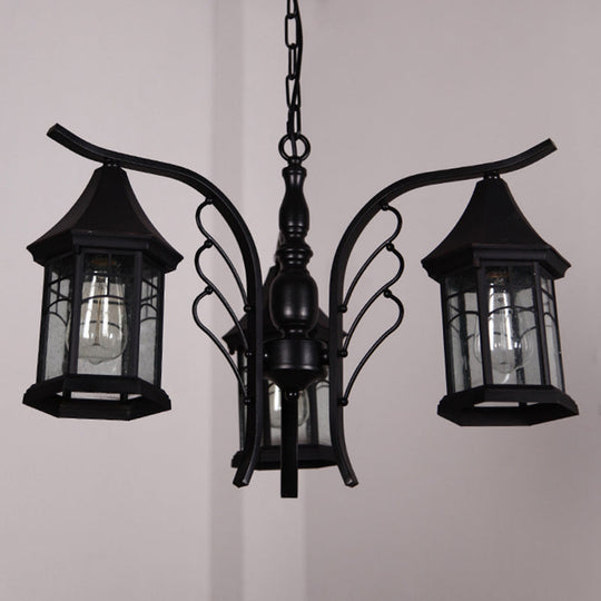 Industrial Black Ceiling Light With Clear Glass Lantern Chandelier (3/5/6 Heads) 3 /