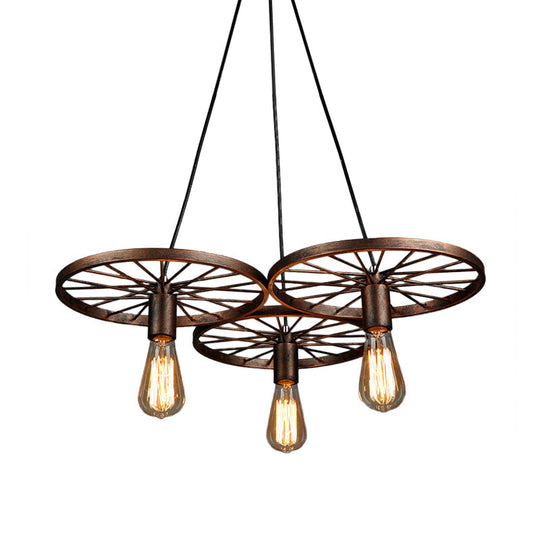 Iron Rustic Chandelier with 3/6 Hanging Lamps for Dining Room Suspension