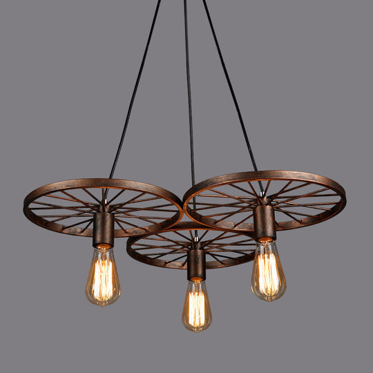 Iron Rustic Chandelier with 3/6 Hanging Lamps for Dining Room Suspension