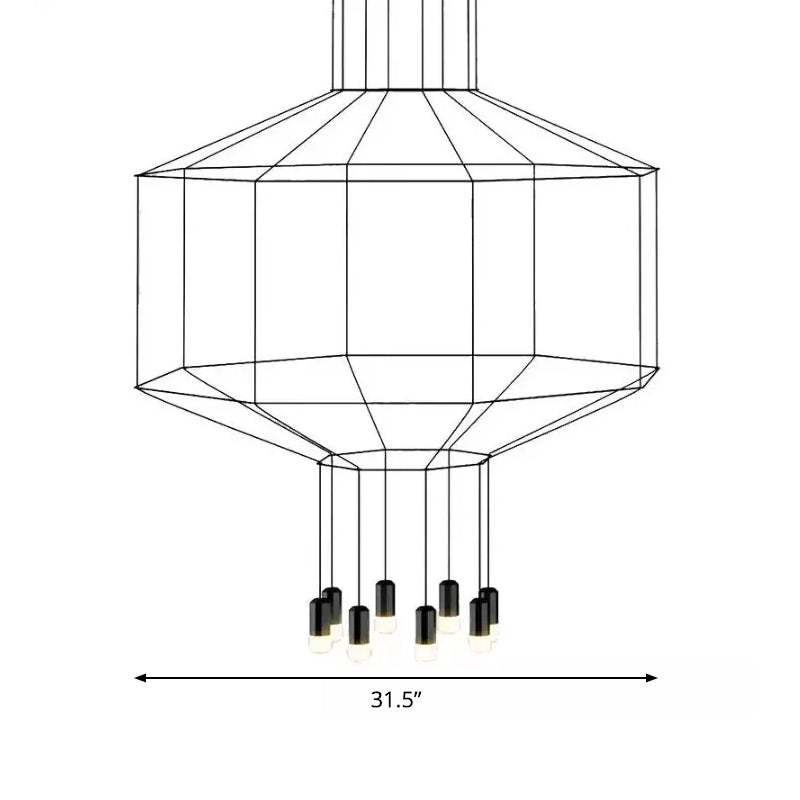 Industrial Black Hexagonal/Long Column Pendant Light - Modern 3D Structure with 4/6/8 Heads - Ideal for Dining Room