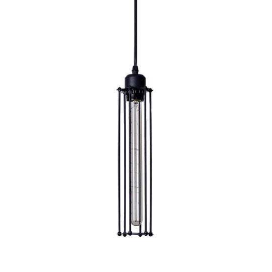 Iron Tube Pendant Light - Industrial 1-Light Down Lighting Fixture For Restaurants/Ceiling Black