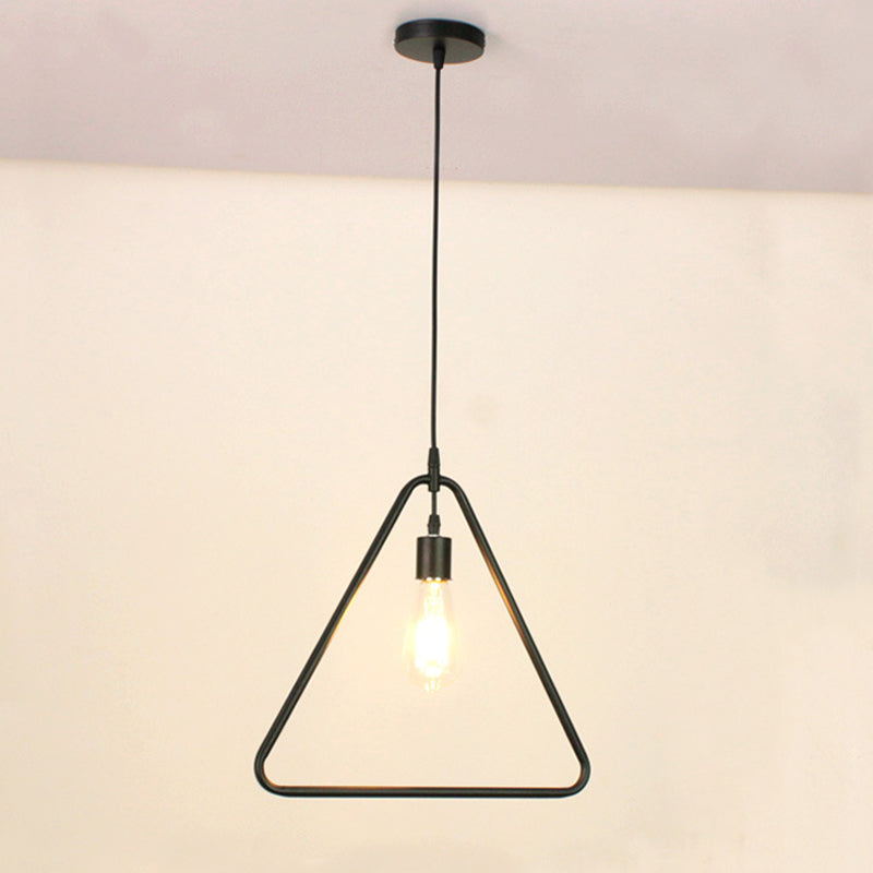 Modern Black Pendant Light Fixture with Iron Flower/Square/Round Frame - Ceiling Lamp over Table