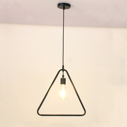 Modern Black Iron Pendant Light Fixture With Flower/Square/Round Frame - Perfect For Over Table /