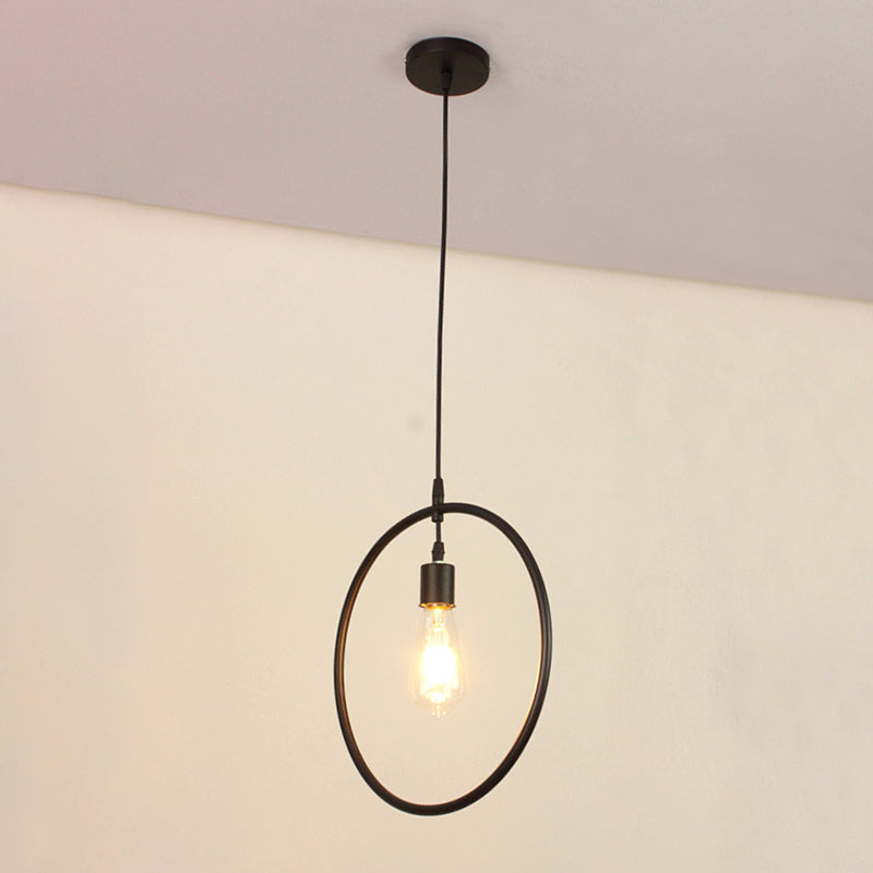 Modern Black Iron Pendant Light Fixture With Flower/Square/Round Frame - Perfect For Over Table /