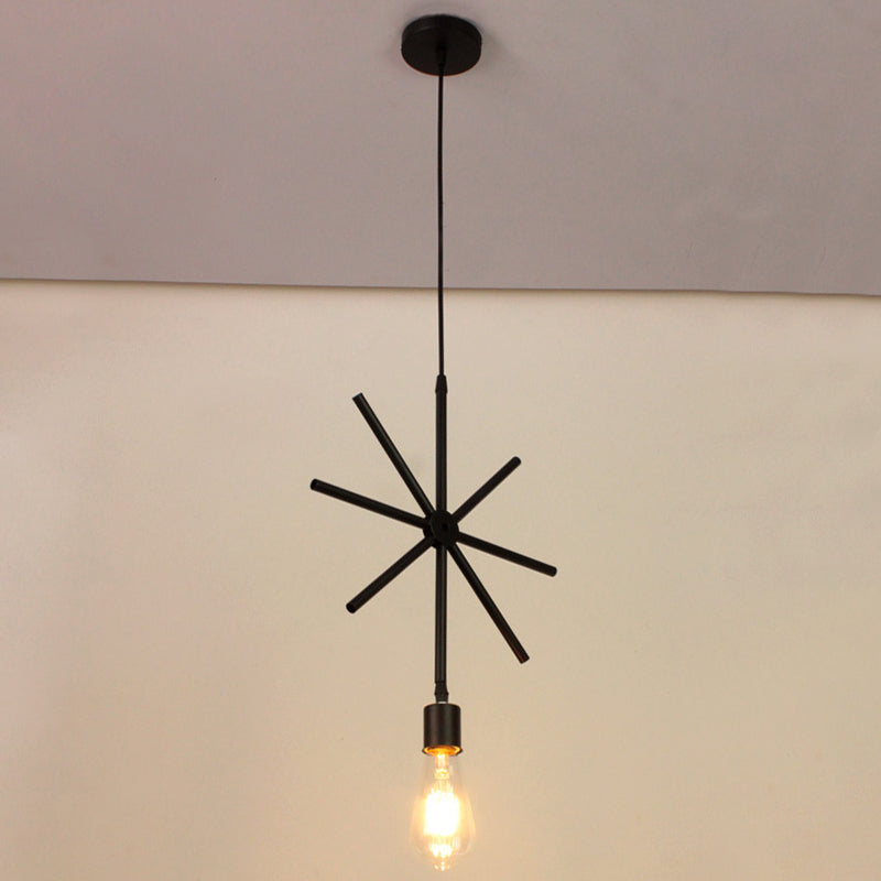 Modern Black Iron Pendant Light Fixture With Flower/Square/Round Frame - Perfect For Over Table /