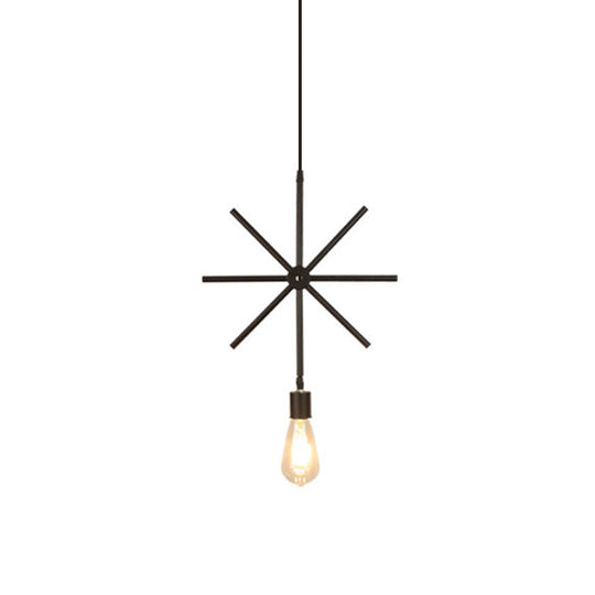 Modern Black Pendant Light Fixture with Iron Flower/Square/Round Frame - Ceiling Lamp over Table