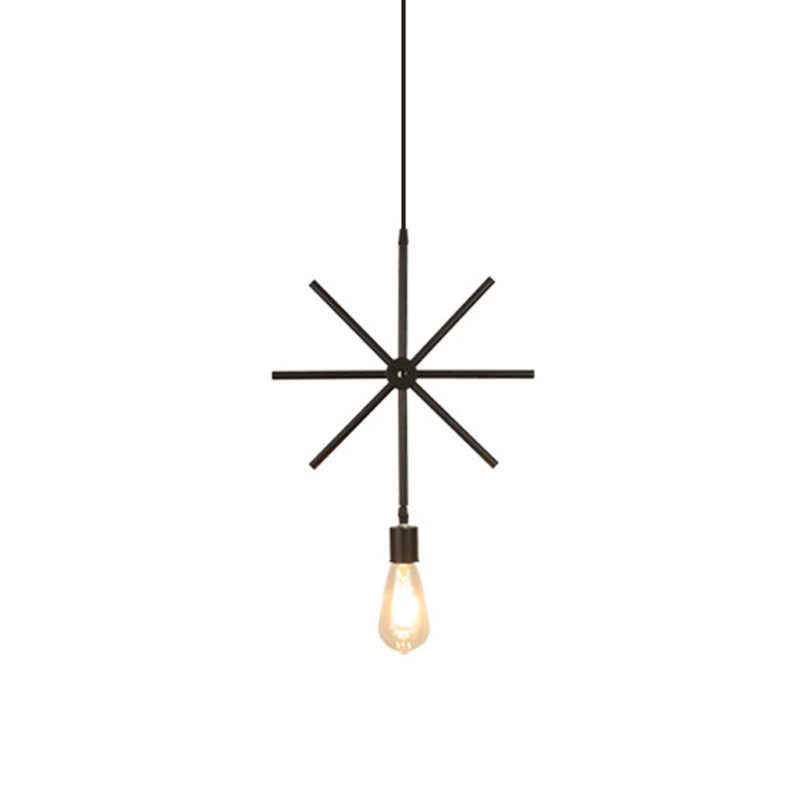 Modern Black Iron Pendant Light Fixture With Flower/Square/Round Frame - Perfect For Over Table