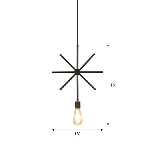 Modern Black Pendant Light Fixture with Iron Flower/Square/Round Frame - Ceiling Lamp over Table