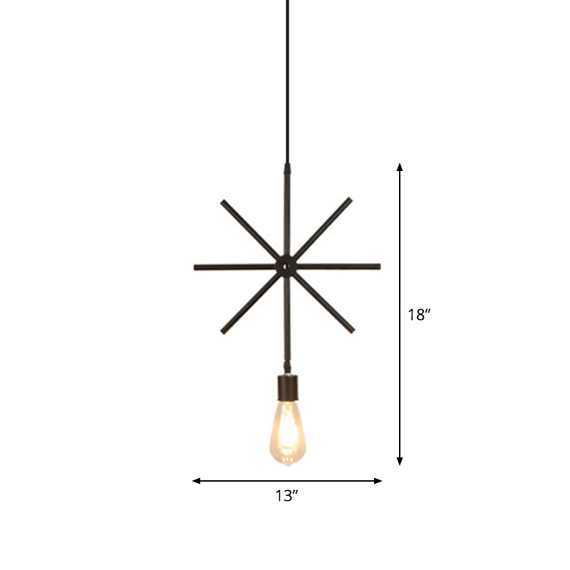 Modern Black Iron Pendant Light Fixture With Flower/Square/Round Frame - Perfect For Over Table