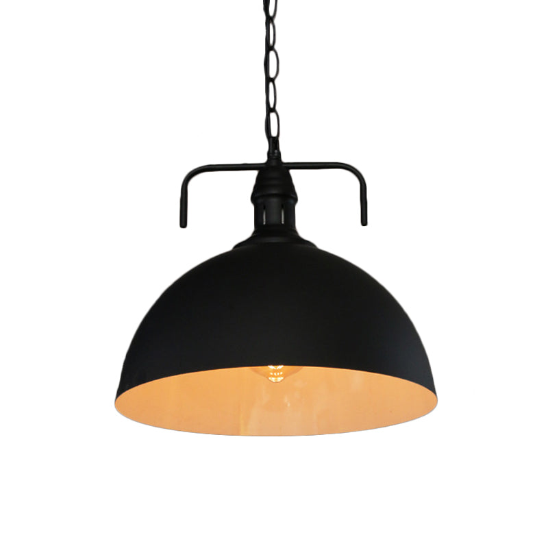 Industrial-Style Black Iron Pendant Lamp For Restaurants - 1-Light Bowl/Cage/Barn Design / D