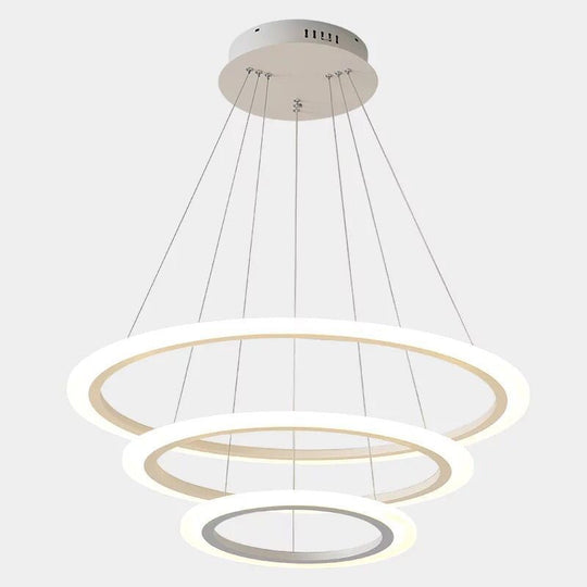 Minimalist White LED Pendant Light: Dining Room Chandelier with Triangle/Round Acrylic Shade (2/3 Tiers)