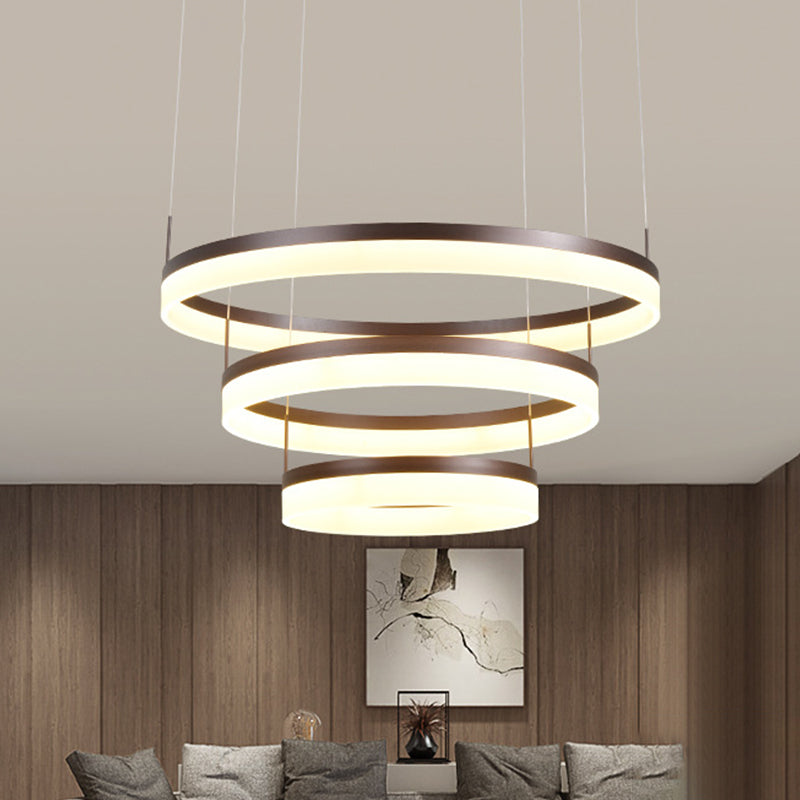 Modern Acrylic 2/3-Tier Led Chandelier Lamp - Minimalistic Coffee Medium/Large Perfect Over Table